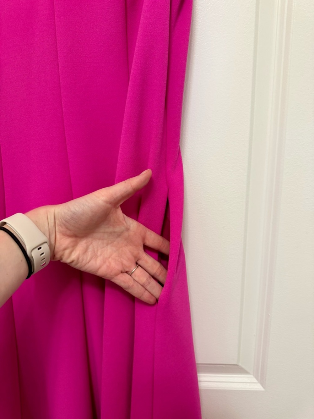 Donna Morgan Hot Pink/Magenta Midi A-Line Dress w/ pockets! Summer, Cocktail - Picture 6 of 9